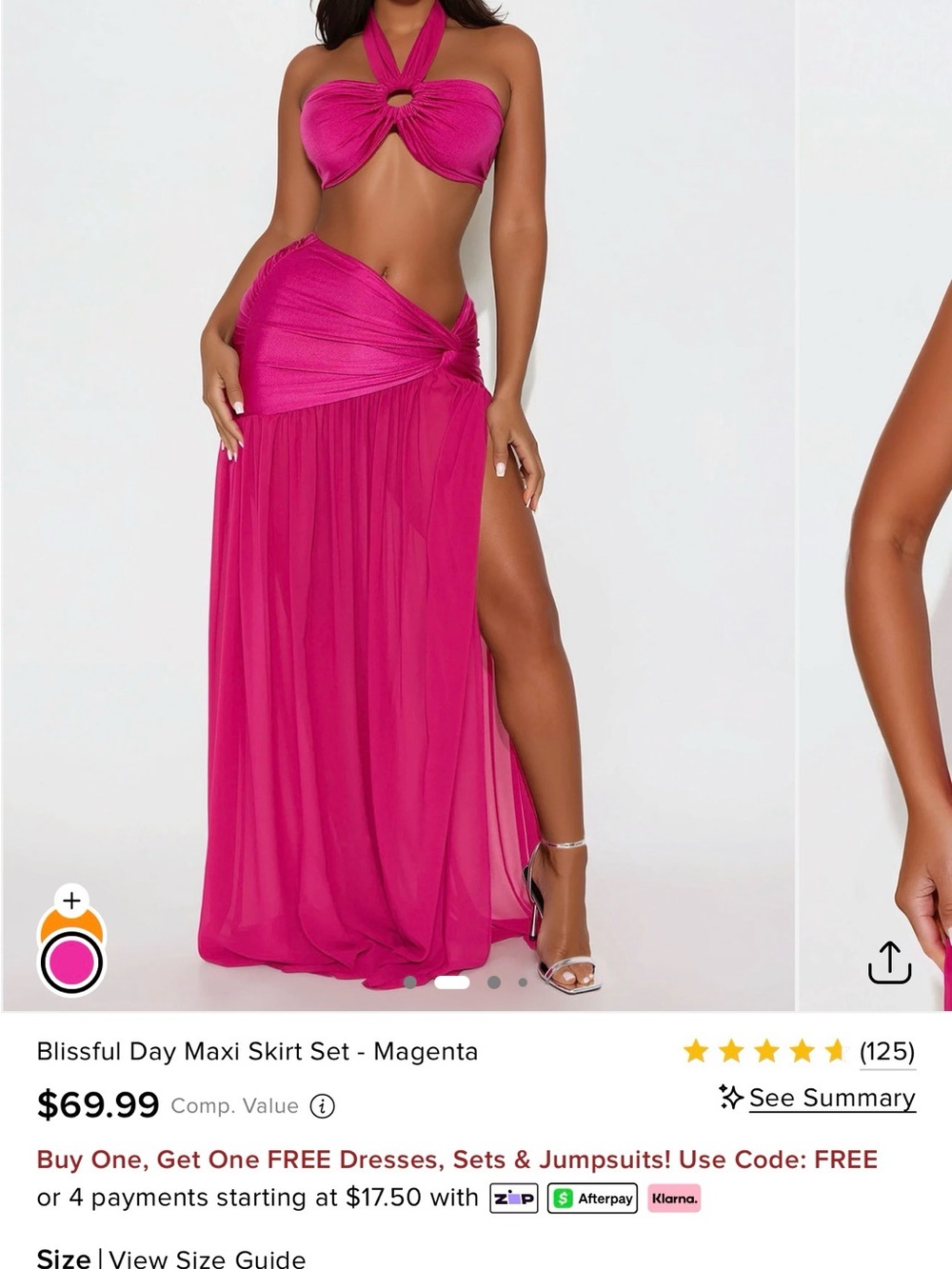 Magenta Maxi Skirt Set